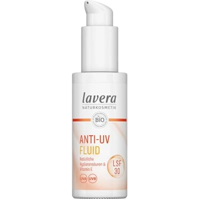 Image of lavera Anti UV Fluid SPF 30 protects against rays mineral protection sun induced skin ageing vegan natural cosmetics ml