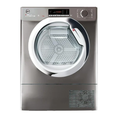 Image of Hoover BATD H7A1TCER 80 Integrated Heat Pump Tumble Dryer, WiFi Connected, 7kg, Sensor Dry, Anthracite With Chrome Door A+ Rated