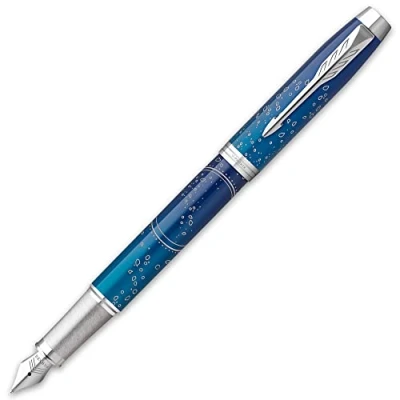 Image of Parker IM Premium Special Edition Submerge Fountain Pen, Fine Nib, Black Ink, in Prestige Box, Blue, Pack of 1, 2152992Z