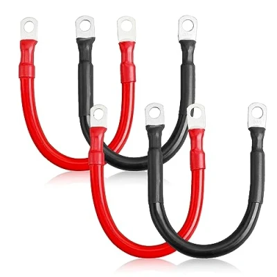 Image of AZKEEGREY 4Pcs 2 AWG Car Battery Cables, 35mm² Inverter Cable, 30cm Heavy Duty Auto Cable with M10 Ring Terminals for Van Truck RV Motorcycle Solar Marine