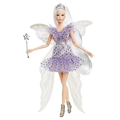 Image of Barbie Signature Tooth Fairy Doll, Collectible Doll with Wings, Wand &amp; Coin Bag, Gift for 6 Year Olds Up, HBY16