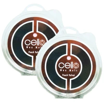 Image of Cello Peach Velvet Wax Melts Duo Pack. Melts. Strong for Electric Melt Burners, &amp; Oil Burner. Burner Scented Melts, Home Fragrance Gifts.