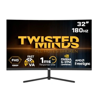 Image of Twisted Minds 32 Inch Display Fast VA Gaming Monitor 1920 x 1080 FHD Resolution, 180 Hz Refresh Rate, 16:9 Aspect Ratio, 1ms Response Time Black (TM32CFHD180VA)