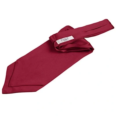Image of DQT Men Plain Satin Wedding Formal Casual Groom Best Man Classic Ascot Self Tied Cravat Burgundy
