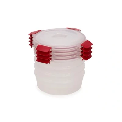 Image of Joseph Nest Lock Round 4 Piece Food Storage Container Set, Space Saving, Airtight Leakproof Lids, BPA Free, 1L