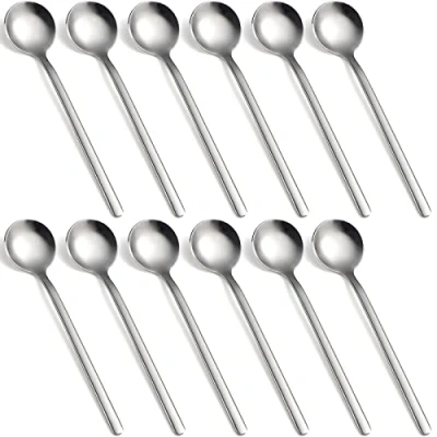 Image of Stainless Steel Teaspoons Small Round Spoons 12 Pieces Espresso Spoon Dessert Coffee (S12)