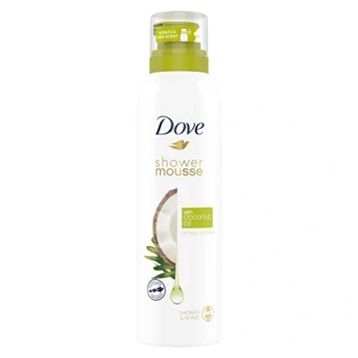 Image of Dove Coconut Oil shower Mousse pack of 6 foam infused with essential oils for 24 hour softness 200 ml