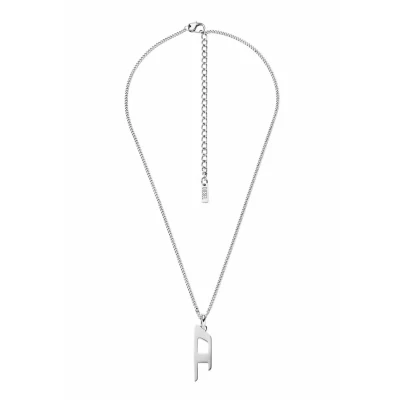 Image of Diesel D LOGO Necklace silvercoloured, Men&#039;s, Size: One Size, Silver/coloured