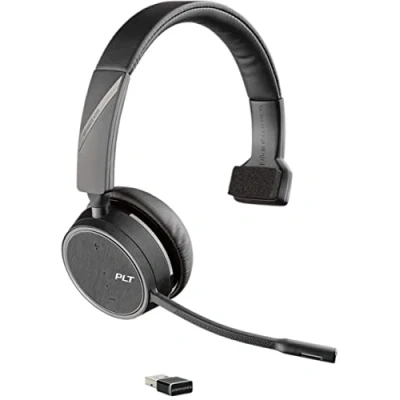 Image of Poly Bluetooth Mono Headset &#039;Voyager 4210 UC&#039; USB A BT Dongle Charging Cradle SoundGuard Technology Microphone Arm Buttons on Black