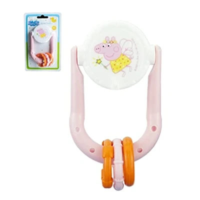 Image of Peppa Pig Pink Rattle Teether 10.5cm, Developmental Multi Sensory Toy, Soothing Relief Little Nursery Girls Gift 3+M (Pink)