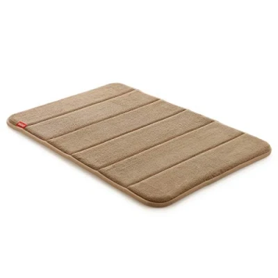 Image of Tatay Bath Mat Nuvola, 100% Microfiber, Non slip, Absorbent, Quick Dry, Soft Touch, Memory Effect, Washable, Beige. Measures 40 x 60 cm