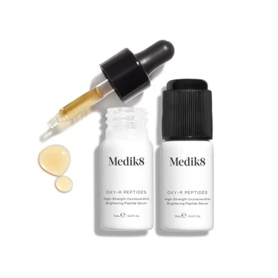 Image of Medik8 Oxy R Peptides High Strength 1% Oxyresveratrol Brightening Peptide Serum With Hyaluronic Acid Brighten Dark Spots &amp; Discolouration 2 x 10ml