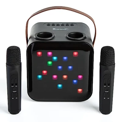 Image of Karaoke Machine &amp; Portable Speaker with Wireless Microphones Lights. Mr Entertainer Nano