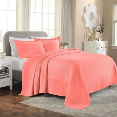 Image of Superior Cotton Bedspread, Coral, Twin