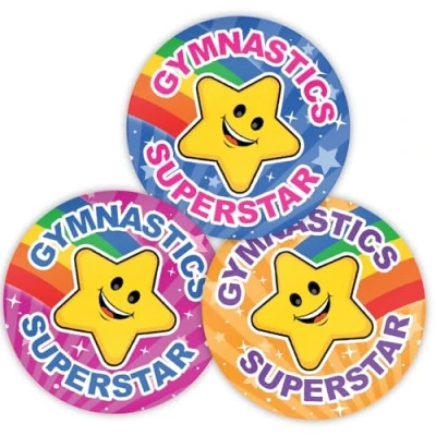 Image of Stone Melon Reward Stickers 144 Gymnastics Superstar 30mm Round Awards Nursery School Teachers Parents Children Kids