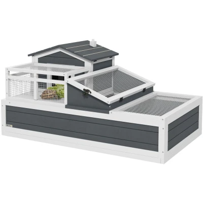 Image of PawHut Wooden Tortoise House Indoor Outdoor with Balcony Tray Openable Roof D40 024V01GY