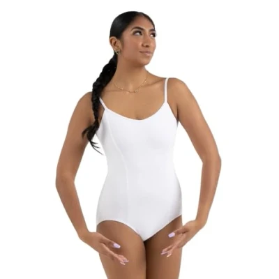 Image of Capezio Camisole Leotard With Double Back Strap, Stylish Dance or Gymnastic Leotard, Scoop Neckline Women Can Wear For Ballet, Jazz &amp; Other Styles White, L (Large)