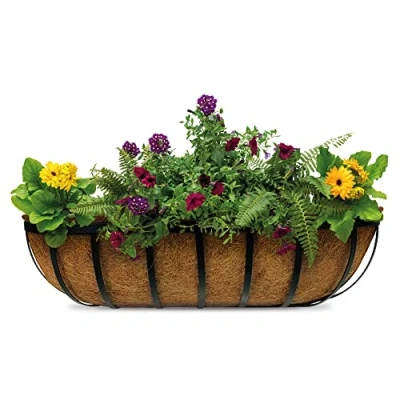 Image of Eco Friendly 62cm Garden Wall Planters For Outdoor Plants Baskets The With Fixings, Natural Coco Liner. Transform Spaces, Rust Proof, Easy To Fit (Qty 1 Piece)