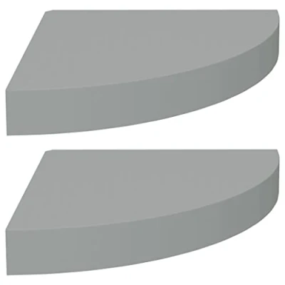 Image of vidaXL 2 pcs Floating Corner Shelves in Grey Honeycomb MDF and Metal Wall Mounted Shelf for Living Room, Bedroom, Office Easy Installation, Modern Decorative Display