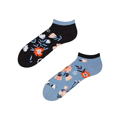 Image of Dedoles Unisex Socks for Women, Men &amp; Kids Cotton Funny Designs Football Bicycle Horses Plants Firefighter Gift Mismatched, Design: Flower Lovers, Colour: Blue, Size: 5 7.5 W / 6 8 M UK