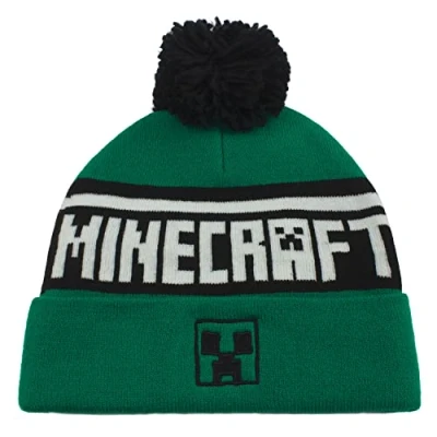 Image of Minecraft Pom Beanie Hat, Green, One Size
