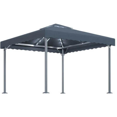 Image of vidaXL Gazebo with LED String Lights 300x300 cm Anthracite Aluminium