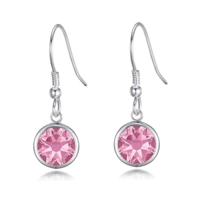 Image of Philip Jones Pink Crystal Drop Earrings Created with Zircondia® Crystals
