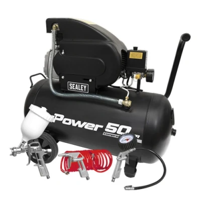 Image of Sealey Air Compressor 50L Direct Drive 2hp Comes with 4pc Accessory Kit
