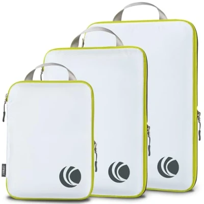 Image of Cipway Compression Packing Cubes, Ultralight Travel Luggage Organizer Sets Extensible Essentials for Carry on Suitcase(White 3pcs)