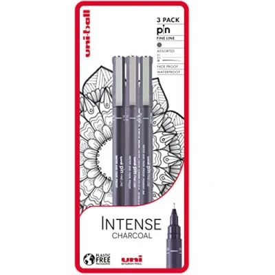 Image of uni ball PIN Fineliners, Black Fine Tipped Writing Pens, Water and Fade Resistant Ink, Ideal for Architects, Sketching, Scrapbooking, Outlining, Art, Technical Drawing, Archival Quality, Pack of 3