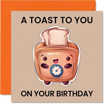 Image of Funny Birthday Cards for Men Women Toast Fun Happy Mum Dad Brother Sister Son Daughter Nan Grandad Auntie Uncle, 145mm x Banter Joke Humour Greeting Bday Gifts