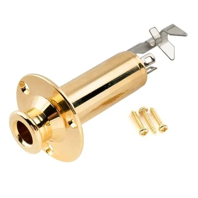 Image of Musiclily Pro 1/4 Inch Mono/Stereo Endpin Output Jack Strap Button Socket for Acoustic Guitar Bass, Gold