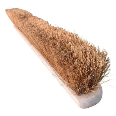 Image of 36 Soft Broom Outdoor Yard Brush Head with Natural Coco Bristle Wooden Handle Heavy Duty Garden Sweeping