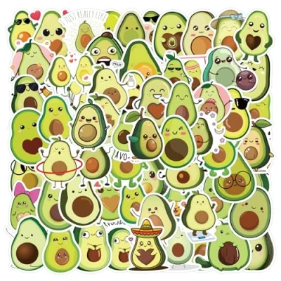 Image of 100 Pcs Avocado Stickers for Kids Teens Adults Boys Girls Gift,Stickers Pack Laptop,Skateboard,Luggage,Car,Bike, Cup,Computer,Water Bottle Decor,Avocado Vinyl Waterproof Sticker Decals