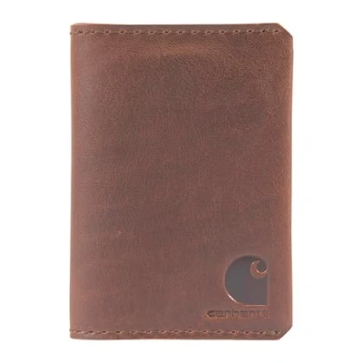 Image of Carhartt Men&#039;s Craftsman Leather Wallets, Available in Multiple Styles and Colors, Brown (Front Pocket Bi fold), One Size, Colors