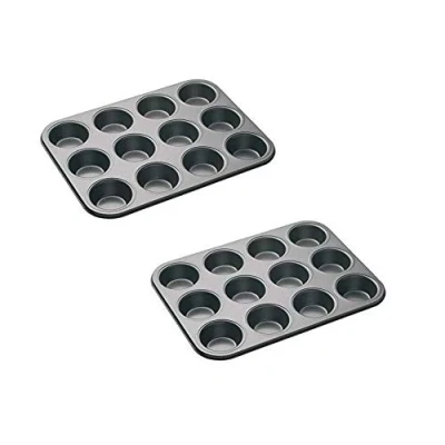Image of Bahob® 2 Pack 12 Hole Non Stick Cupcake Tray Muffin Pan Baking Moulds Cup (Pack of 1,2,4) (2)