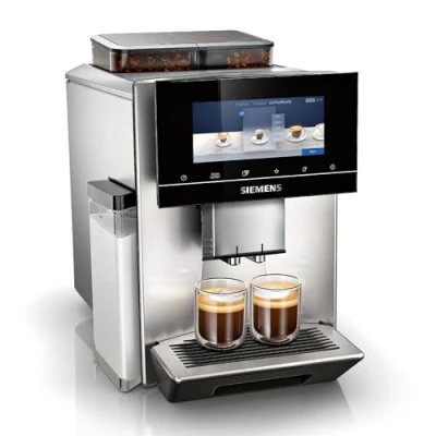 Image of SIEMENS TQ907GB3 EQ900 Fully automatic bean to cup coffee machine, with dualBean System, baristaMode, eGrinder, beanIdent 6.8 iSelect Display, Home Connect App Stainless Steel