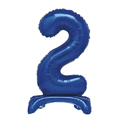 Image of Unique 12882 Giant Standing Foil Number 2 Balloon 76 cm Blue
