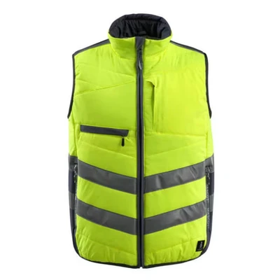 Image of Mascot 15565 249 17010 Grimsby Safe Supreme Padded Water Repellent Class 1 Winter Gilet, Size S, Hi Vis Yellow/Dark Navy
