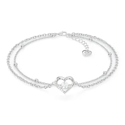 Image of SERASAR Heart Shape Anklet Ladies Jewellery 925 Sterling Silver 18 Carat Gold Girl Gift Idea Birthday for Women