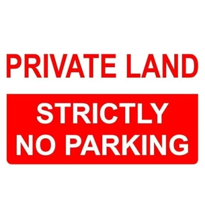 Image of Private land strictly no parking prohibition sign 3mm Aluminium (300mm x 200mm)