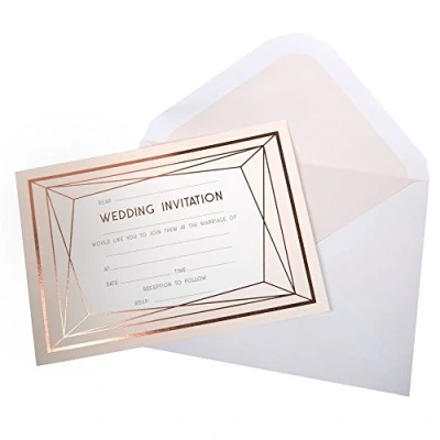 Image of Neviti Geo Blush Wedding Invitations with Envelopes, Pack of 10