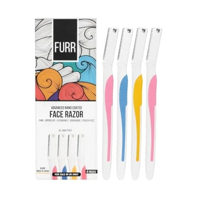 Image of FURR Dermaplaning Japanese Blades for Face Pack of 4 Razors Women Eyebrow Razor Upper Lip &amp; Peach Fuzz Remover Dermaplane