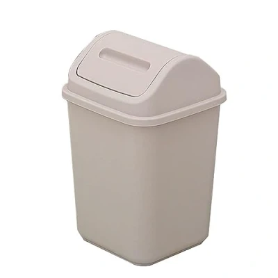 Image of Small Swing Bin,Simple Office Bin,Waste Paper Bin With Shake Lid,Plastic Waste Rubbish Bins For Kitchen,Dustbin,Bedroom bin,32cm x 22 cm 22cm,10L (10L,Grey)