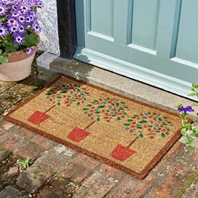 Image of Garden Mile® Living Bay Tree Coir Matting for Entrances Tough Bristles Doorway Coconut Entrance Mat Strips Doormats (0.75m x 1m (75x45cm)