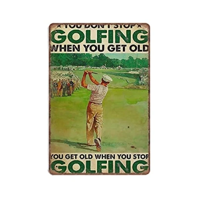 Image of DAIERCY Golf Don&#039;t Stop Tin Signs Funny Vintage Metal Sign Plaqu Poster Wall Art Pub Bar Kitchen Garden Bathroom Home Decor, 140 X 200 mm