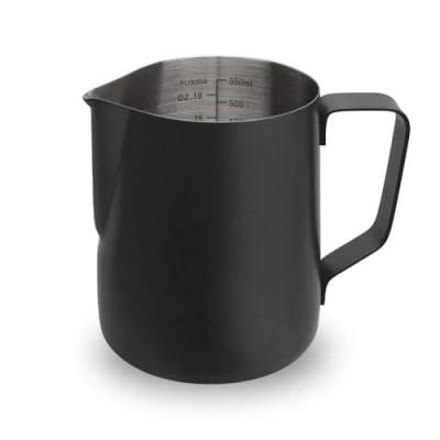 Image of watchget Stainless Steel Milk Frothing Pitcher 20oz/600ml Espresso Steaming for Cappuccino, Latte Art, Coffee Machine Accessories Jug Frother Cup, Black
