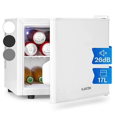 Image of KLARSTEIN Mini Fridge for Bedrooms, Home, Office, Bar, Caravans, Camping, 17L, White, Compact, Quiet, 0 15C