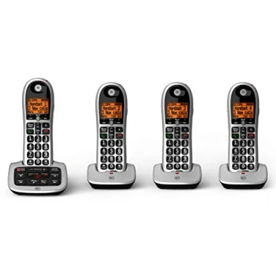 Image of BT 4600 Cordless Landline House Phone, Big Buttons, Advanced Nuisance Call Blocker, Block Hot Key, Answer Machine, Quad Handset Pack