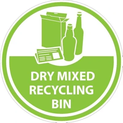 Image of Dry mixed recycling bin, sign Self adhesive sticker (300mm x 300mm)